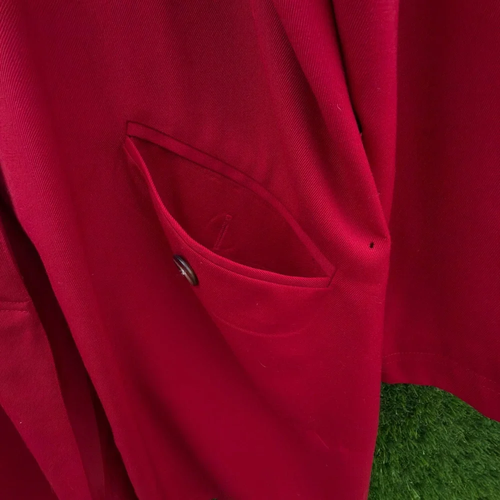 Hugo‎ Buscati Collection Red Trench Coat Womens Large Made In USA Classic Chic